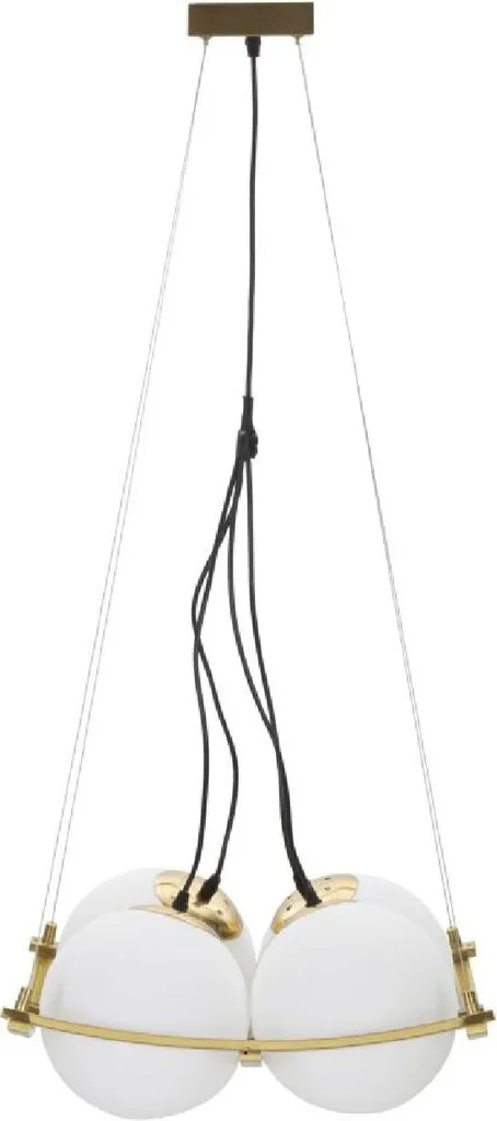 Plafonnier Mauro Ferretti Japan 4 Lumières E27 45x45 cm Blanc et Or