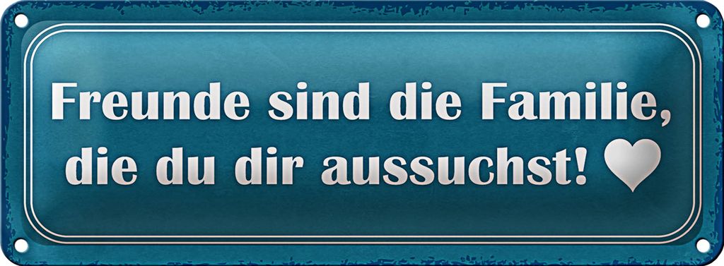 Blechschild Spruch 27x10cm Freunde sind Familie die du Dekoration