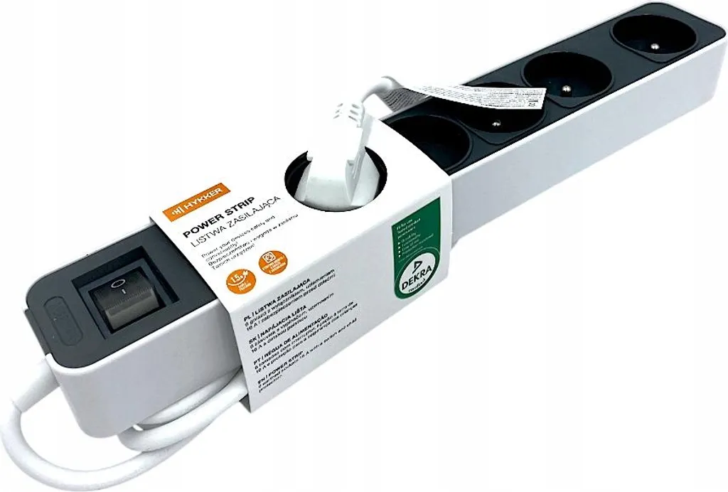 Prolunga Hykker 1,5m 6 Prese Grigio - Multipresa Sicura per Casa