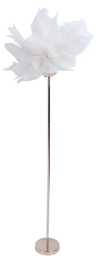Luminaire sur pied design plume d'autruche et fer forgé blanc avec USB - 2