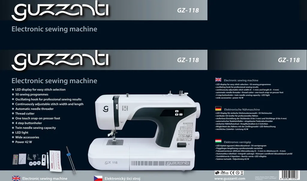 Machine à coudre électronique Guzzanti GZ 118 à 50 programmes - 9