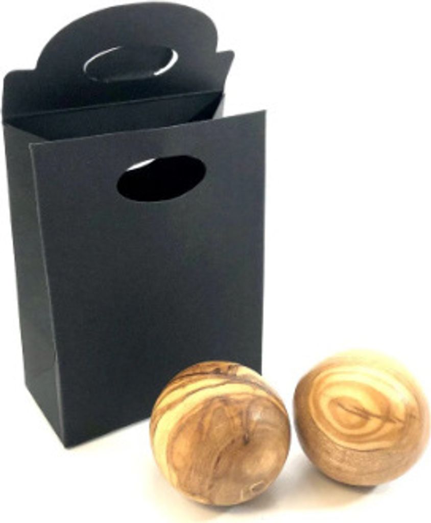 Qi Gong Kugeln Set aus Olivenholz 2 Stück Anti Stress Bälle Produktbild 