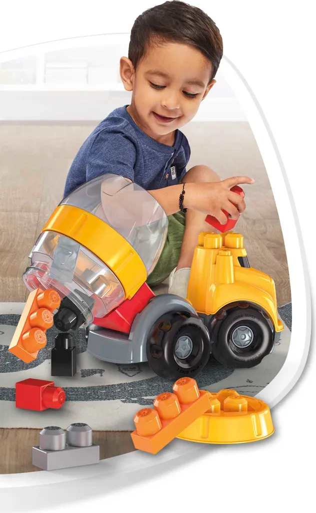 Bétonnière Mega Bloks CAT rotative avec 9 gros blocs de construction - 3
