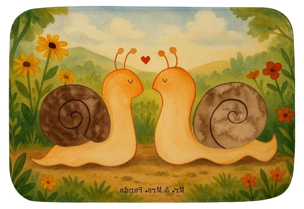 Badteppich Schnecken Liebe Design - Geschenkidee für Paare