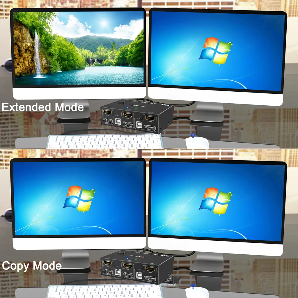KVM Double Écran DP HDMI 4K 60Hz - Idéal pour Télétravail et Multitâche - 11