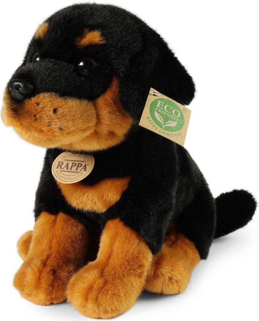 Kuscheltier Rottweiler schwarz/braun 30 cm sitzend Plüschhund