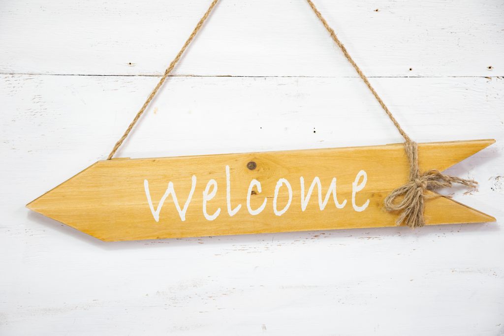 Türschild Welcome Holz braun Holzschild Maritim Landhausstil