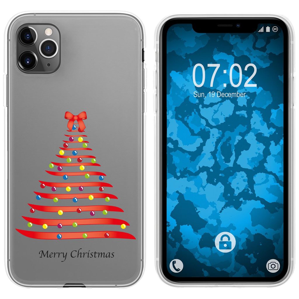 PhoneNatic Case kompatibel mit Apple iPhone 11 Pro Max Silikon-Hülle X Mas Weihnachten Weihnachtsbaum M1