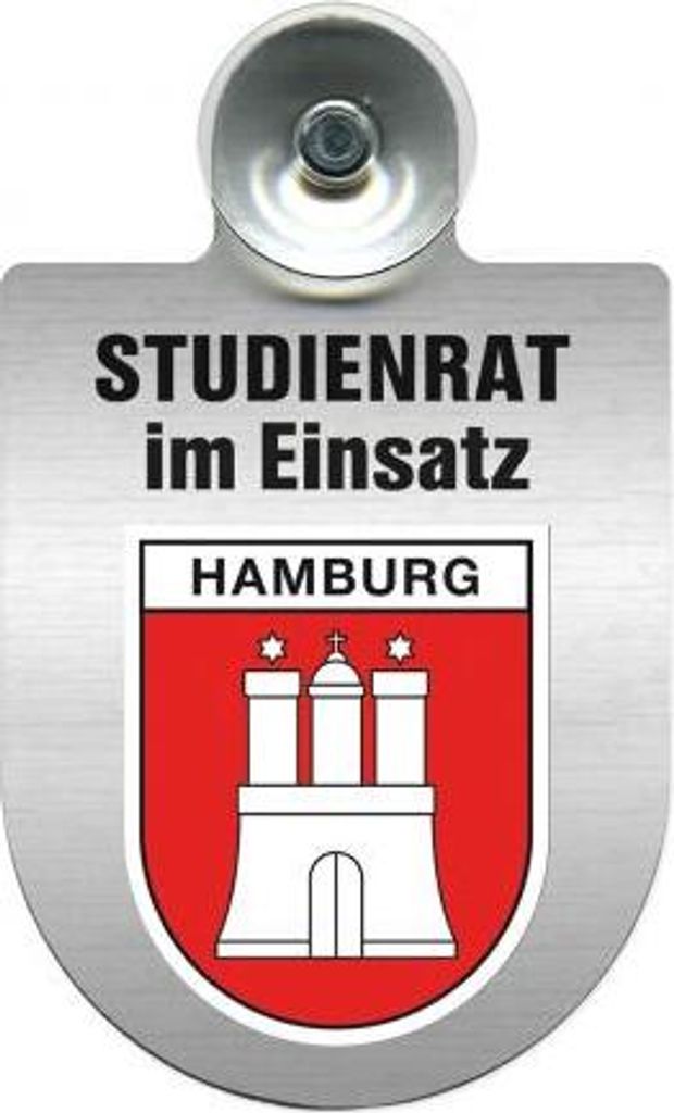 Einsatzschild mit Saugnapf - Studienrat im Einsatz - incl. Regionenwappen nach Wahl 393877 Color - Region Hamburg