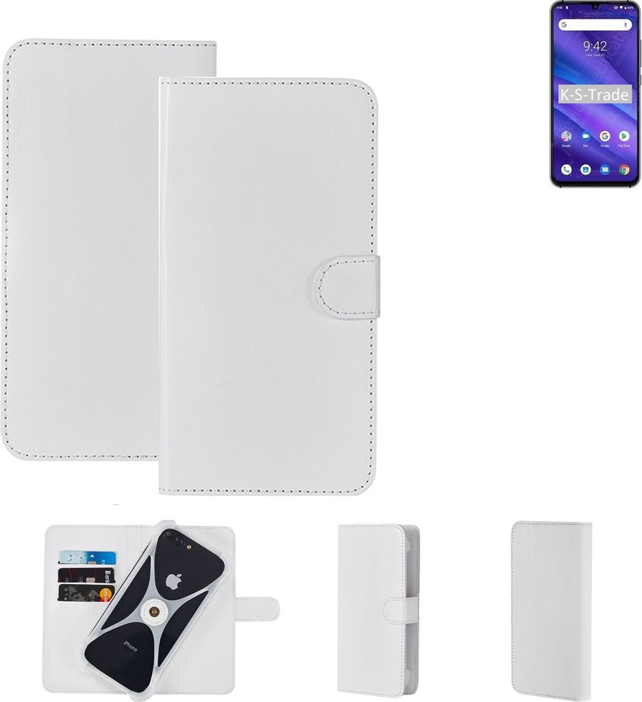 K-S-Trade Handy Hülle Schutz Hülle kompatibel mit UMIDIGI A5 Pro Cover Case Bookstyle Bumper weiß 1x
