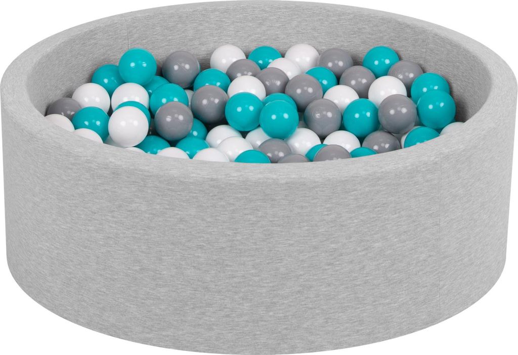 Petsona Bällebad Bällepool Für Hunde 90X30cm/200 Bälle Rund Katze Kaninchen Haustiere Hundepool Tiere Schaumstoff Pool Hellgrau: Grau/Weiß/Tü...