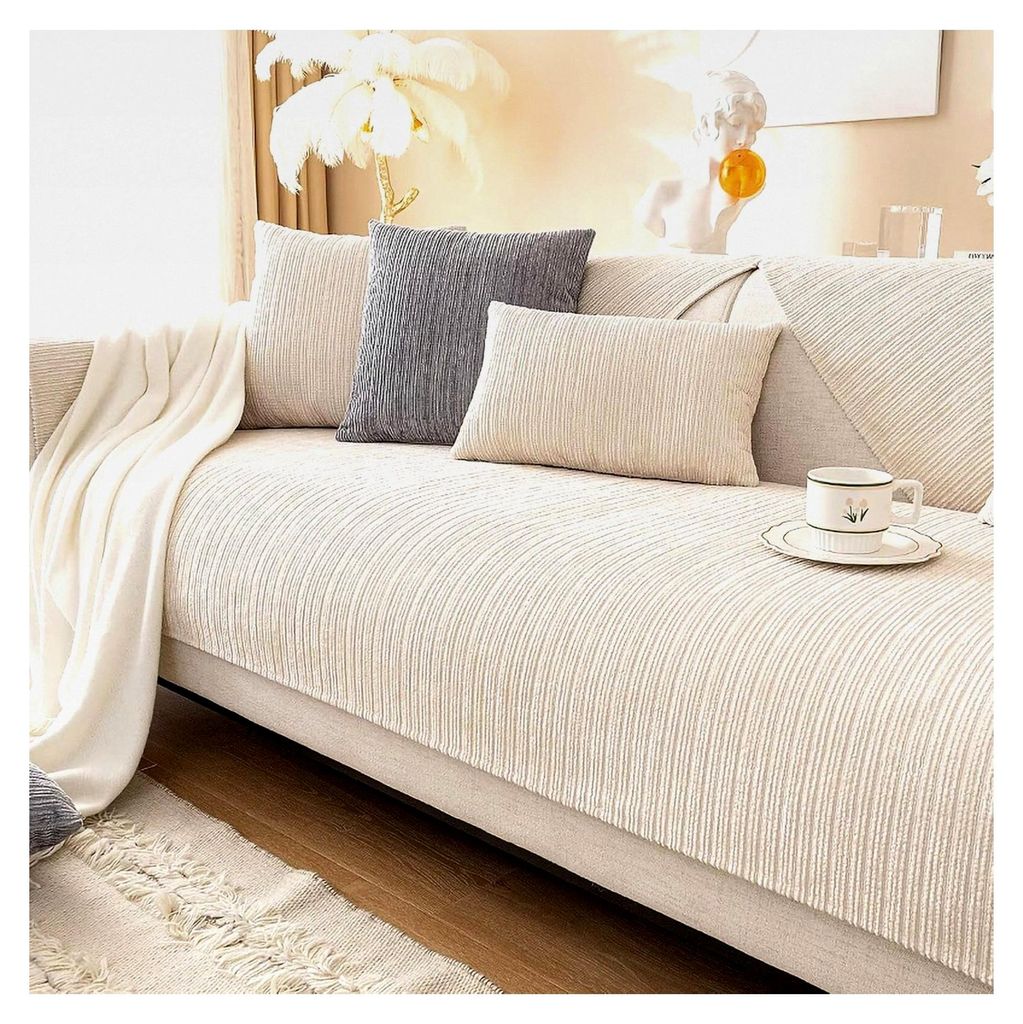 Sofadecke, Sofadecken für Sitzfläche, rutschfester Sofaschoner, Sofaüberzug, Chenille Sofabezug in L-Form, Sofaüberwurfdecke, Couchbezug, Couch...
