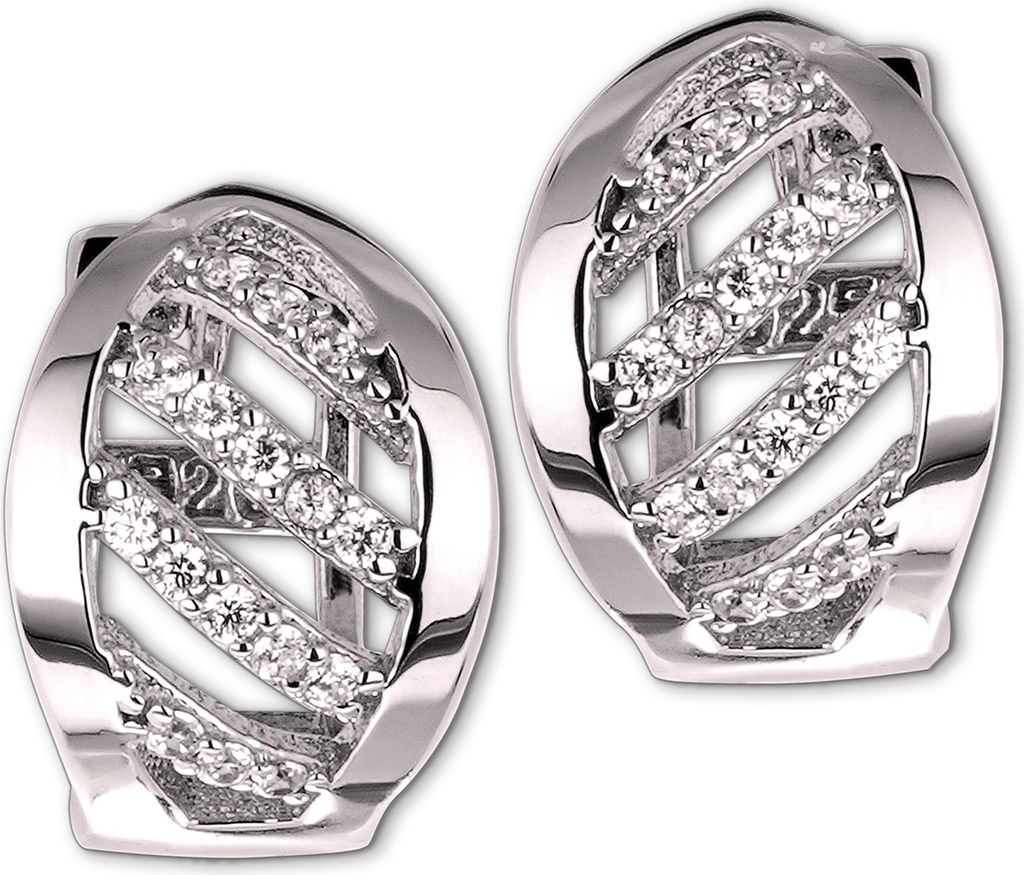 SilberDream Damen Ohrringe Blatt Zirkonia weiß Creolen 925 Silber D2SDO4365W