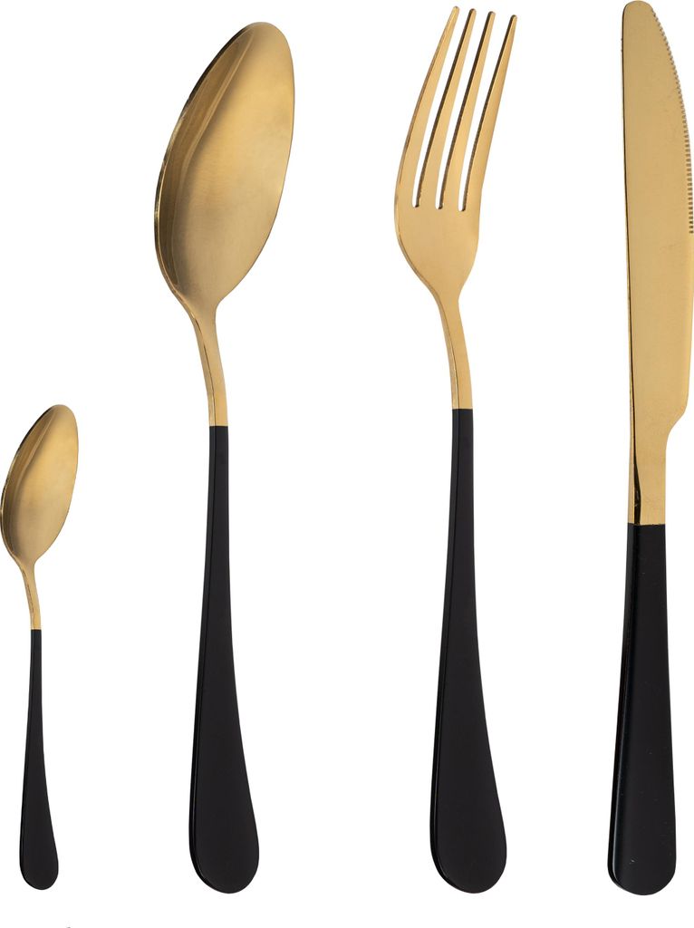 Krumble Besteck-Set 24 Teile - 6 Personen - Besteck-Set besteht aus einem Messer, Gabel, Löffel und Dessertlöffel - Tafelmesser - Tafellöffel - ...