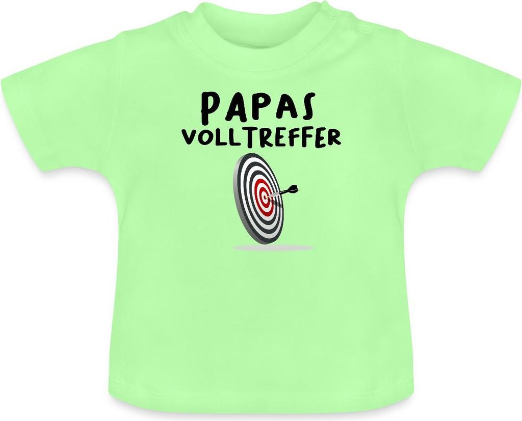 Spreadshirt Papas Volltreffer Witziger Spruch Dart Baby Baby Bio-T-Shirt mit Rundhals, 12-18 Monate, Mintgrün