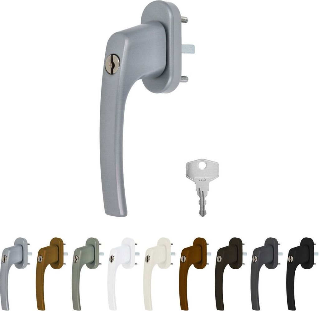 Aluminium Fenstergriff Mistral - abschließbar, Farbe:Dunkelsilber F9, Stück / Stiftlänge:16x Stiftlänge 30mm