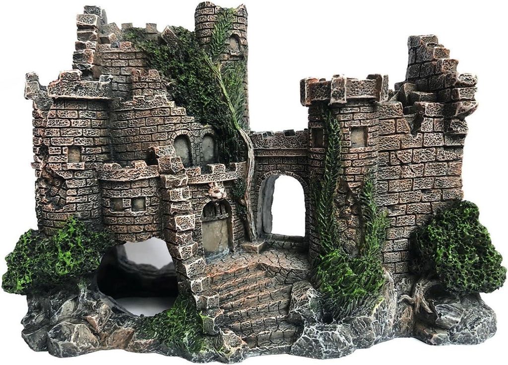 Aquariumdekoration aus Harz – Burgförmiges Fischversteck – realistische Details – Aquariumzubehör