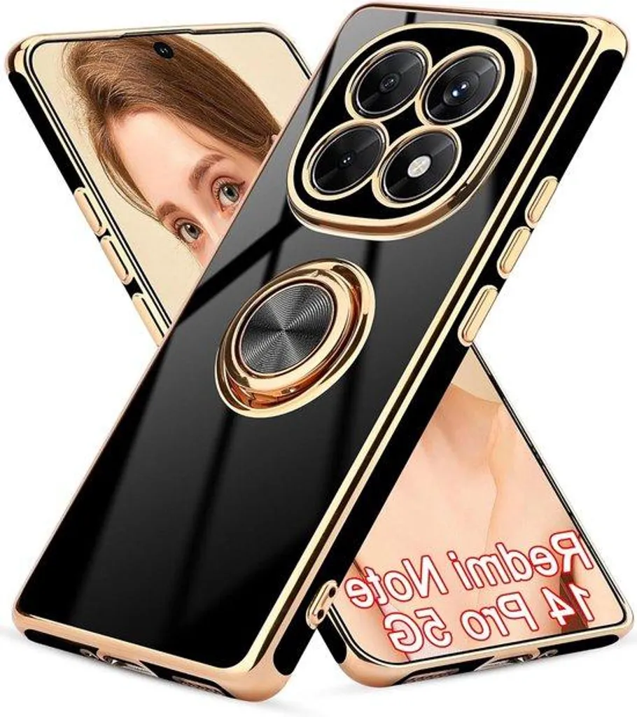 Coque de protection rotative 360 compatible 5G Coloris Noir et Or Chic