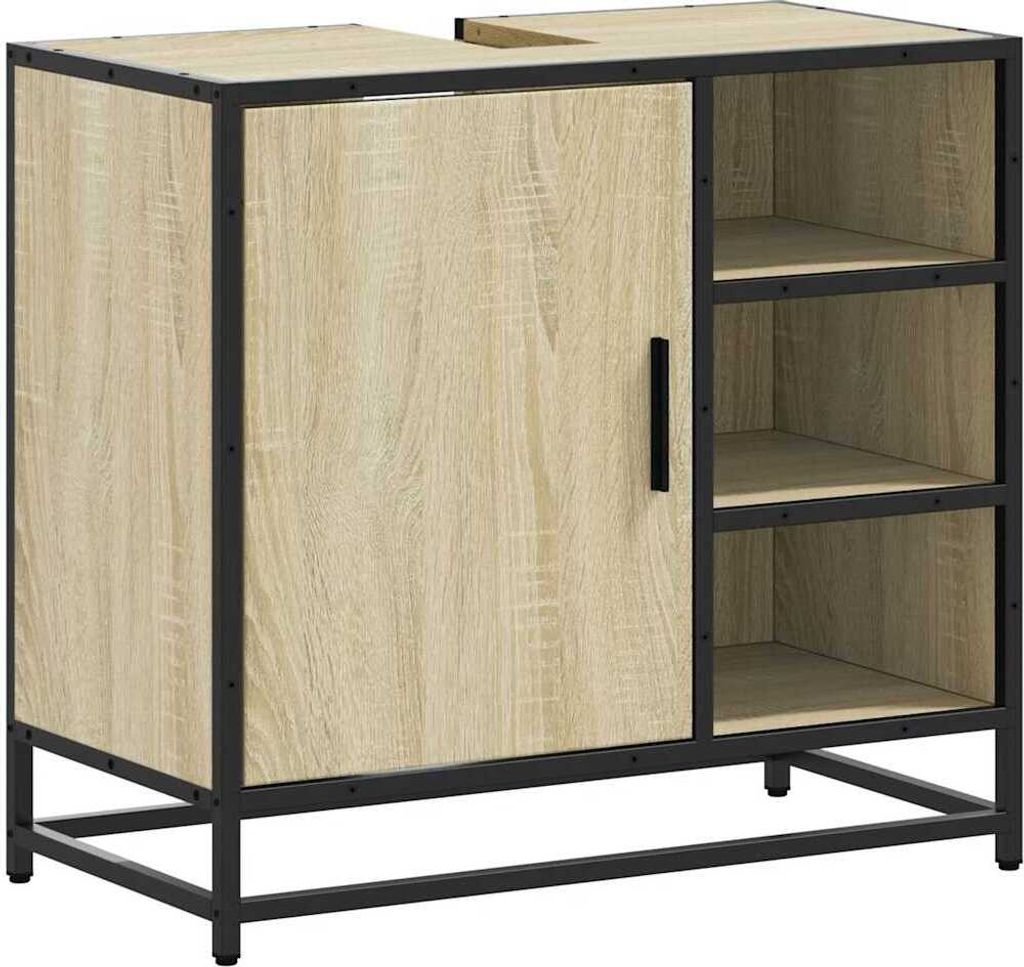 Badezimmer-Waschbeckenschrank Sonoma-Eiche 65 x 33 x 60 cm Holzwerkstoff