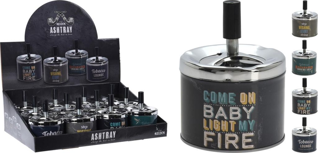 Automatischer Edelstahl-Aschenbecher ø9 x 12 cm, passende Modelle