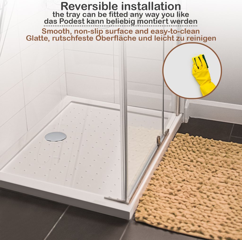 Aquamarin® Duschwanne - 90x70 cm, Superflach, Niedrig, Produktbild 4