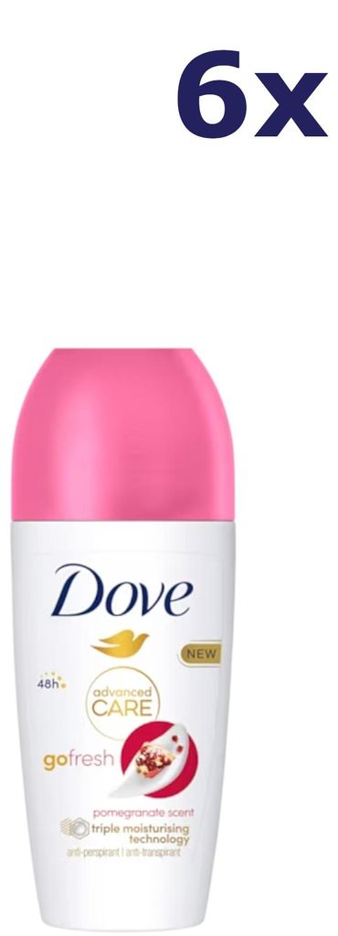 6x Dove Deodorant Roll-on - Go Fresh Granaatappel 50 ml