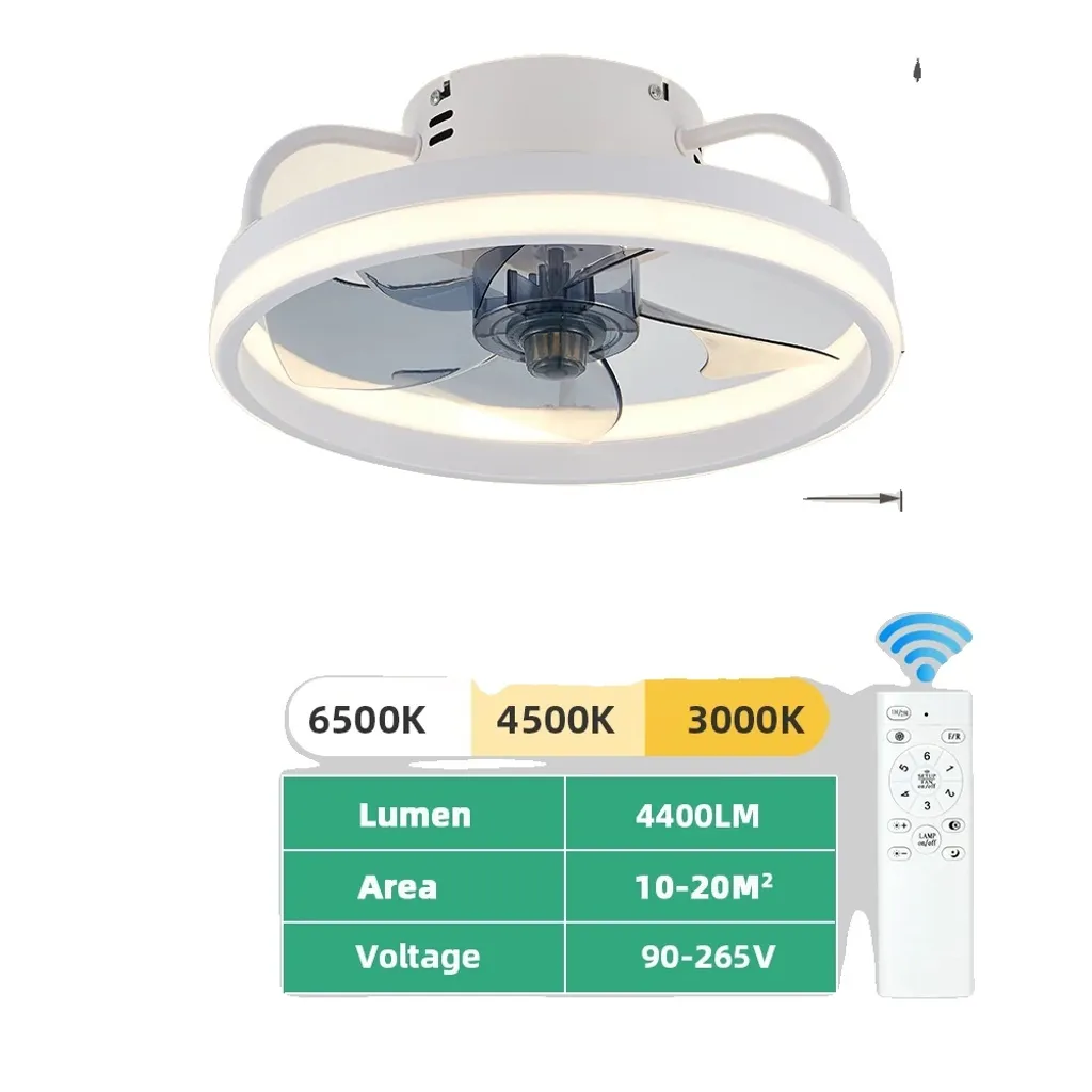 Plafonnier ventilateur LED silencieux blanc SGT33CM avec commande