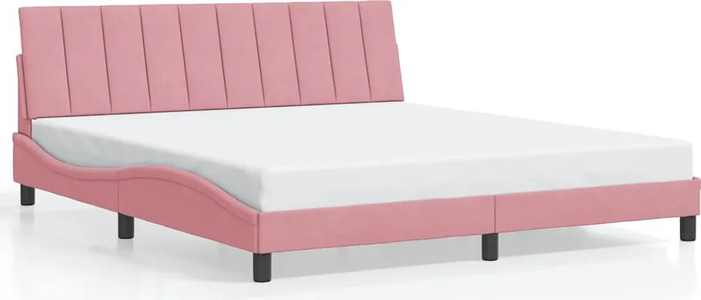 Lit 180x200 cm velours rose Hanko - Finis les cadres de lit bruyants