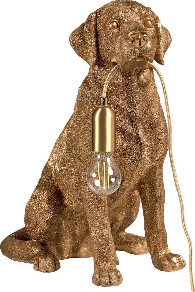 BELIANI Tischlampe Gold Kunstharz Hund Tierform Glamouröser Produktbild 