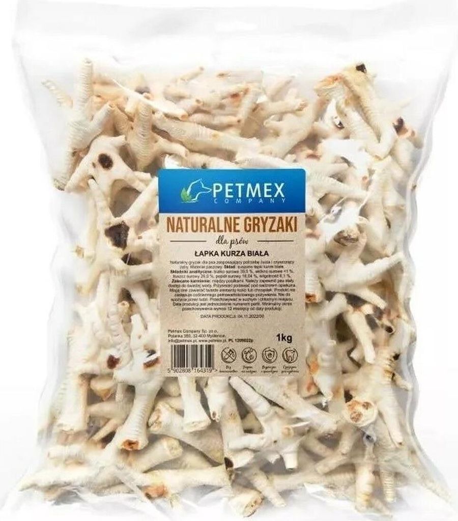 PETMEX Weißes Hühnerpfoten-Kaufutter für Hunde, 1000 g Produktbild 