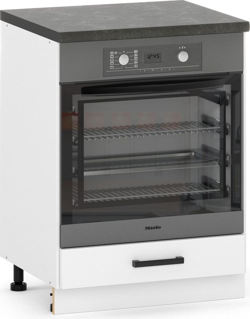 ULWEHOME 60 cm freestanding base cabinet for under an oven, with 1 door, Matte White | EKO Kitchen Furniture System