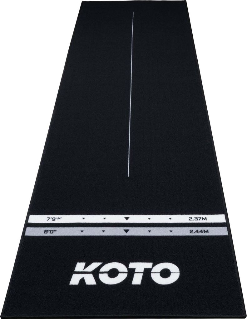 KOTO - Dartteppich Schwarz 285 x 80 cm, Dartmatte, Mit Wurfleinen & Rutschfeste Unterseite