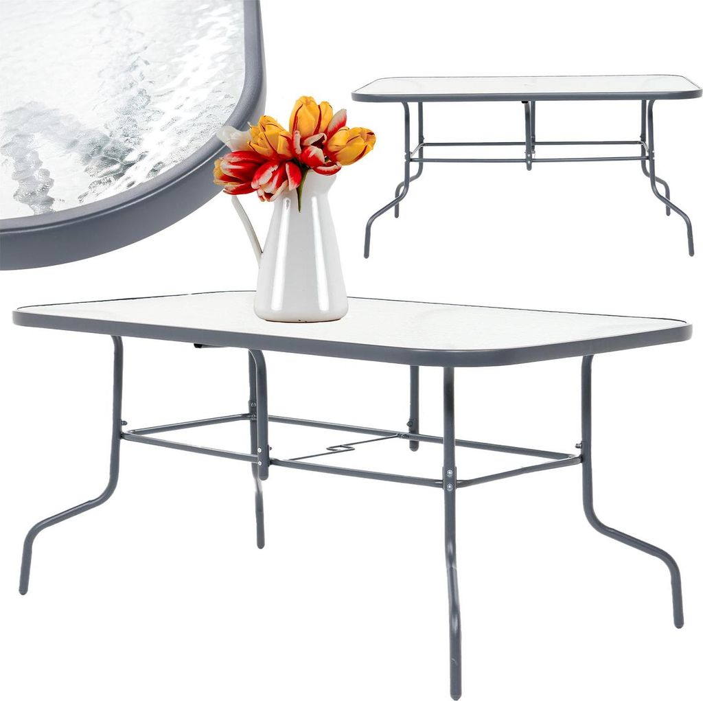 MEVEN Gartentisch Tampa gehärtete Glasplatte 150×90cm - Outdoor Tisch Garten - Gartentische - Stehtisch - Beistelltisch Garten Stehtische - Tisch...