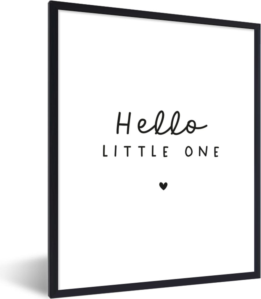 MuchoWow Gerahmtes Poster Zitate - Hallo Kleines - Baby - Sprichwörter - Kinder 30x40 cm - Poster mit Schwarzem Bilderrahmen Wandposter Rahmen F...