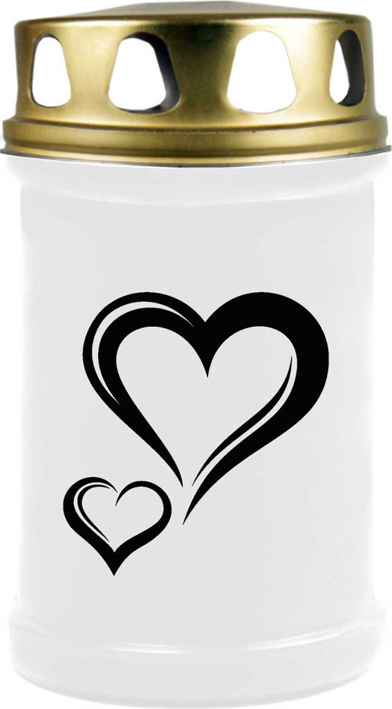 Grabkerze Weiß, Brenndauer: 48 Stunden, Motiv: Herz