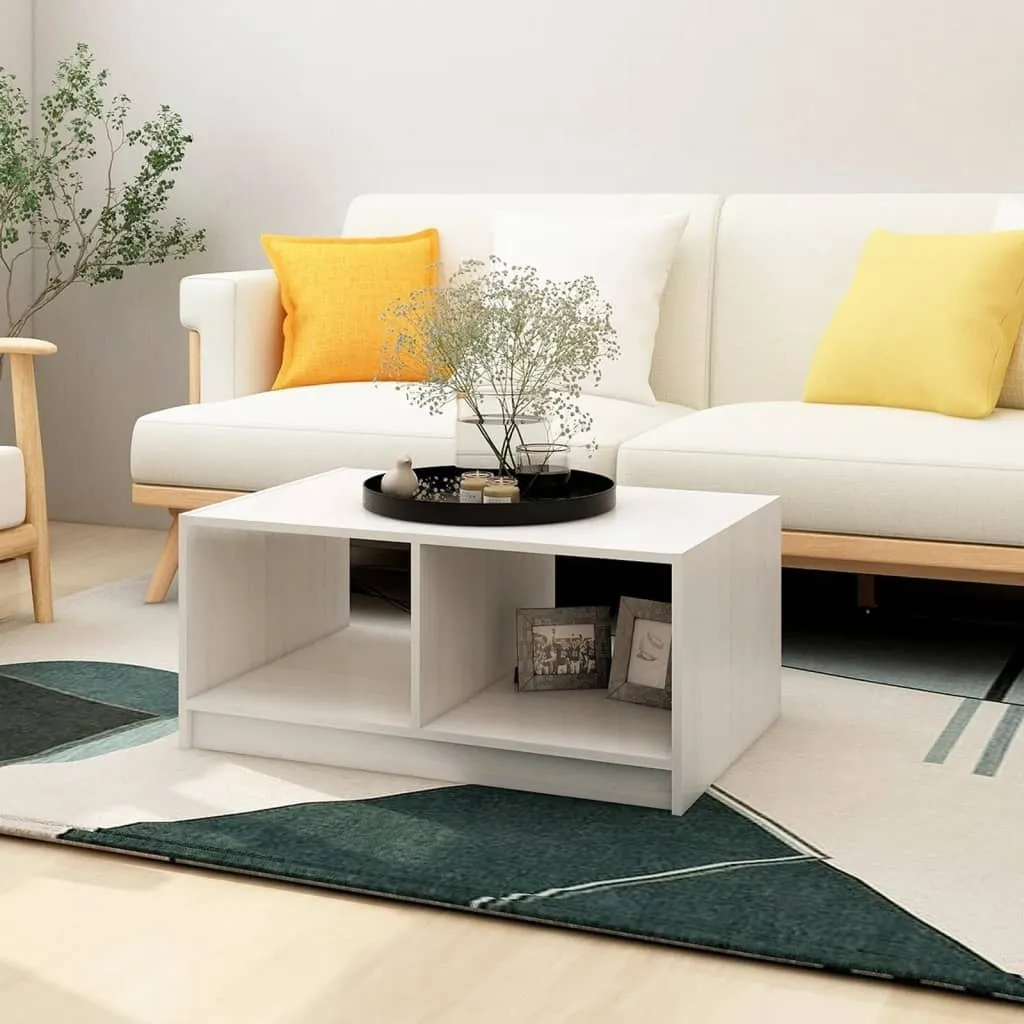 Maison Exclusive Tavolino Salotto 75x50x33,5 Legno Massello Bianco