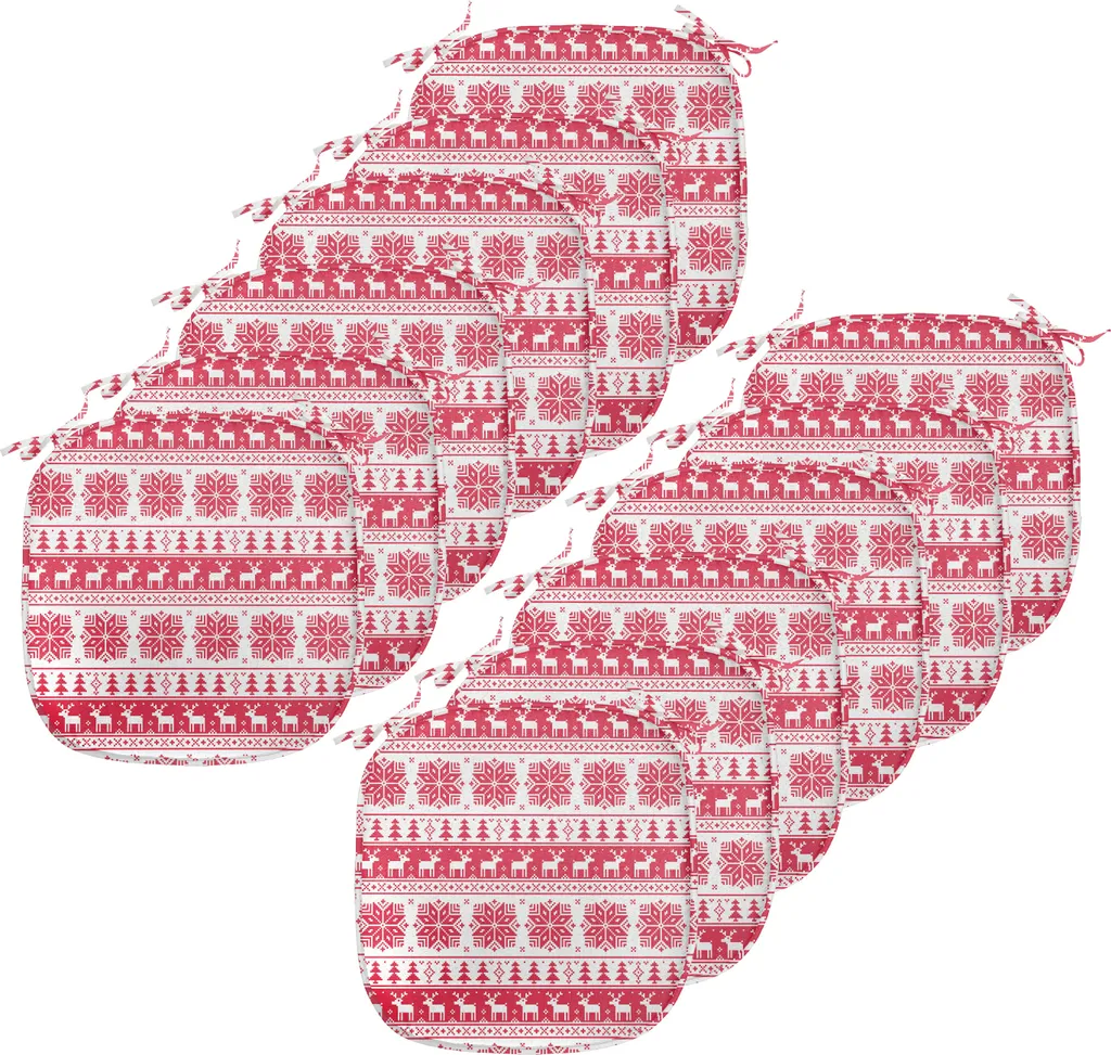 ABAKUHAUS Imbottitura nordica per sedie da sala da pranzo, ispirazione natura retrò, cuscino decorativo impermeabile con cinturini per sedie da cucina, 40 cm x 40 cm - confezione da 12, rosa bianco