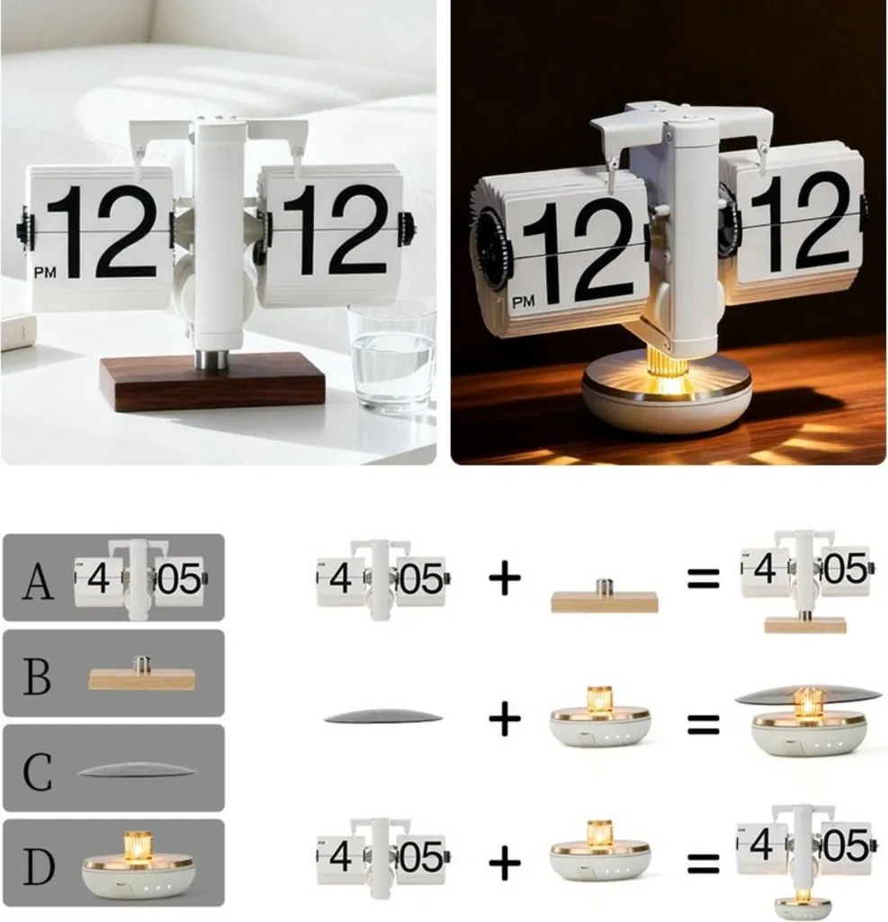 INF Horloge à Bascule avec Veilleuse d'Ambiance Blanche Modèle INF-2024