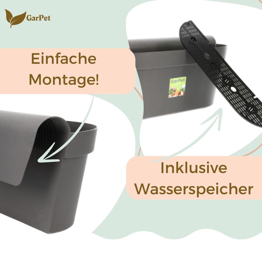 2x Geländerkasten Balkon mit Wasserspeicher Blumentopf Zaun Produktbild 4