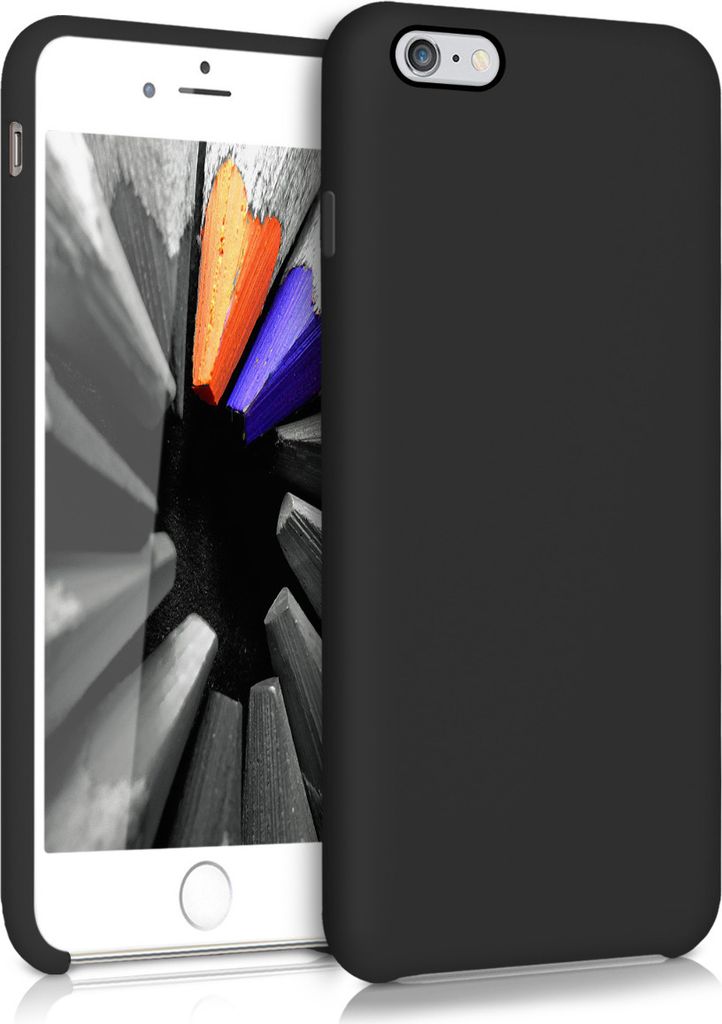 kwmobile Hülle kompatibel mit Apple iPhone 6 Plus / 6S Plus Hülle - Silikon Handy Case - Handyhülle weiche Oberfläche - kabelloses Laden - Schwarz
