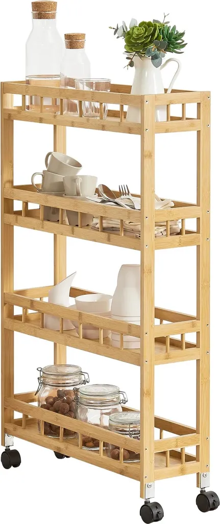 In And OutdoorMatch Garrison: Carrello Cucina 18cm Legno 4 Ripiani
