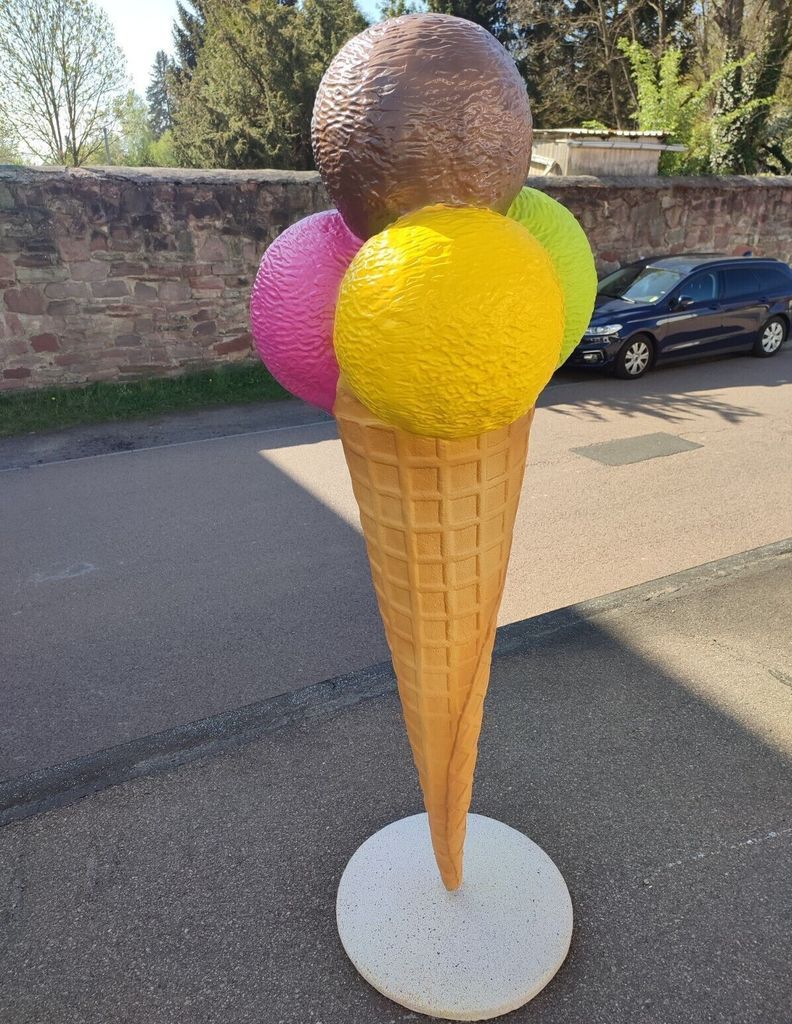 XXL Eistüte 4 Kugeln +Ständer 1,75m Deko Werbefigur EIS Figur Werbung Werbefigur