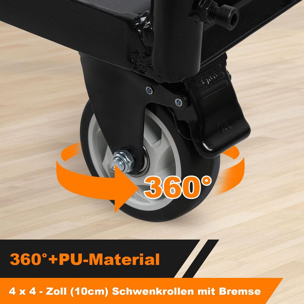 VEVOR Plattenwagen – 272 Kg Tragkraft, Verstellbare Seitenwand (0–230 Mm), 20 Cm Lufträder – Für Gipskarton, Türen & Co.
