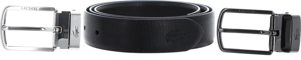LACOSTE Pelle cintura Elegance Reversible Stitched Box Belt W90 Noir Marron nero marrone scuro