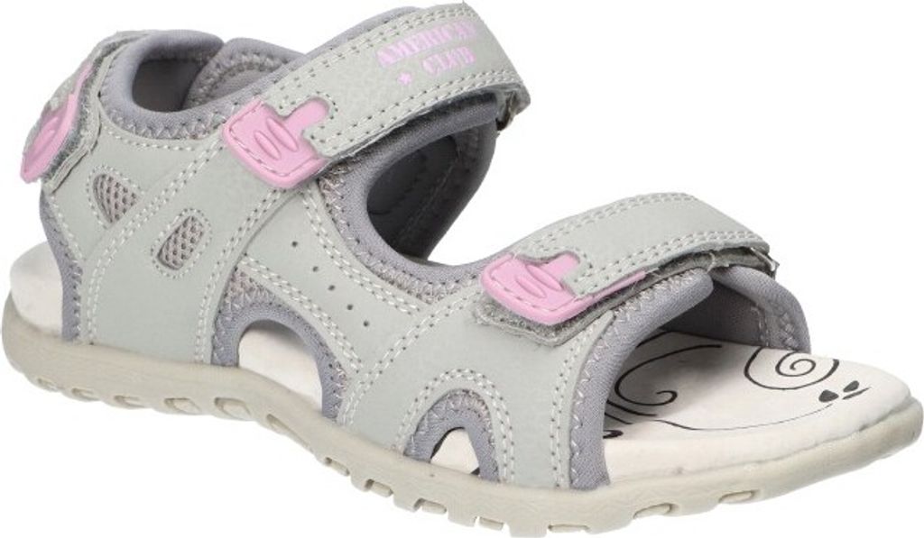 AMERICAN CLUB HL166 Solide KinderSandalen, Naturleder Innensohle, Klett Sandalen, Sportsandalen, Grau 32