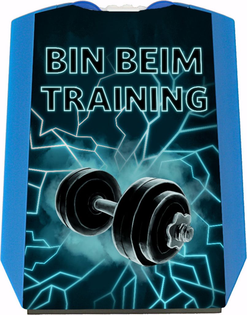 Bin beim Training Parkscheibe mit Hantel-Motiv und 2 Einkaufswagenchips