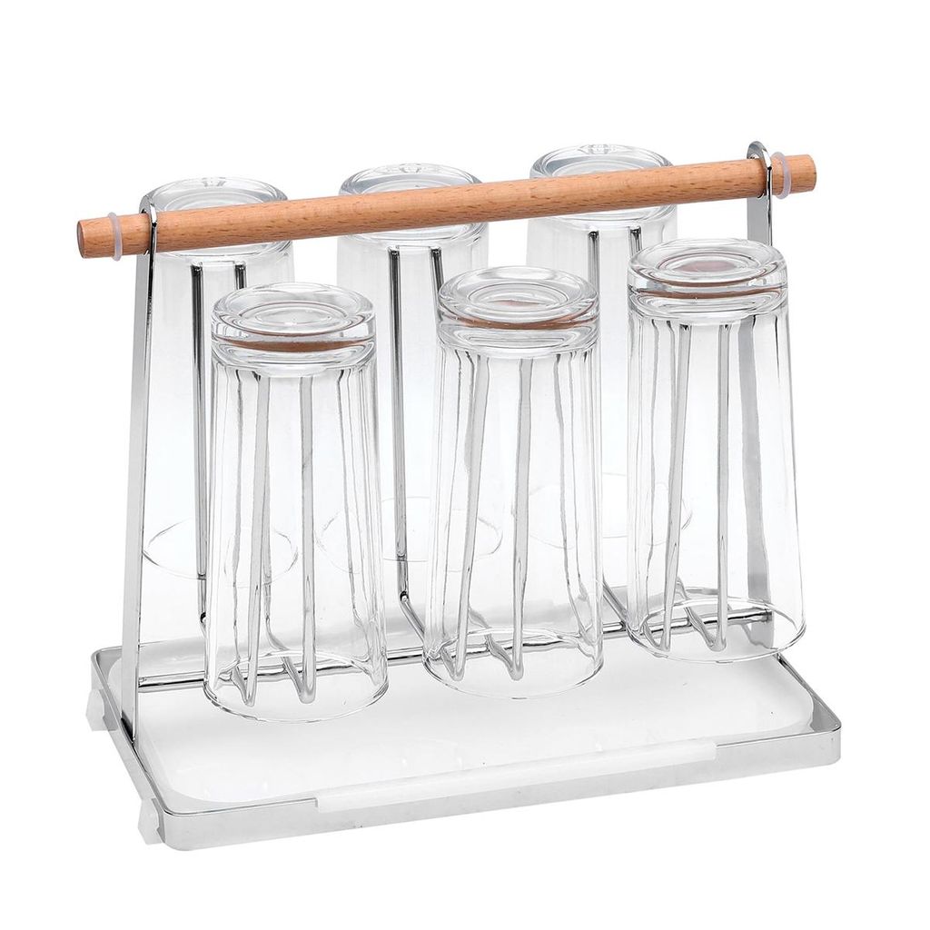 Eleganter Edelstahl Becherhalter,Tassenhalter mit Tropfschale, Multifunktional für Tassen, Gläser und Babyflaschen, Einfach zu Reinigen