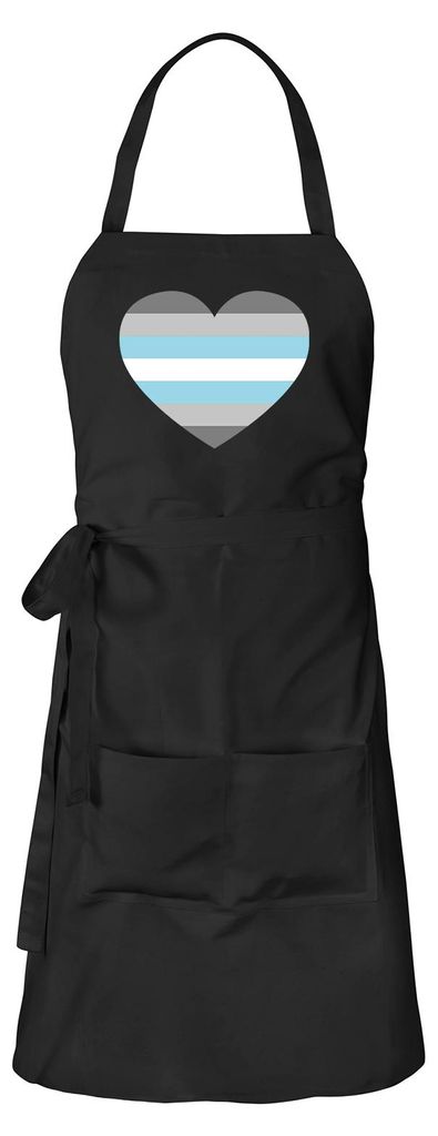 Huuraa Schürze Demiboy Pride Flagge LGBTQ Herz Schwarz mit Taschen Baumwolle Kochschürze Geschenkidee