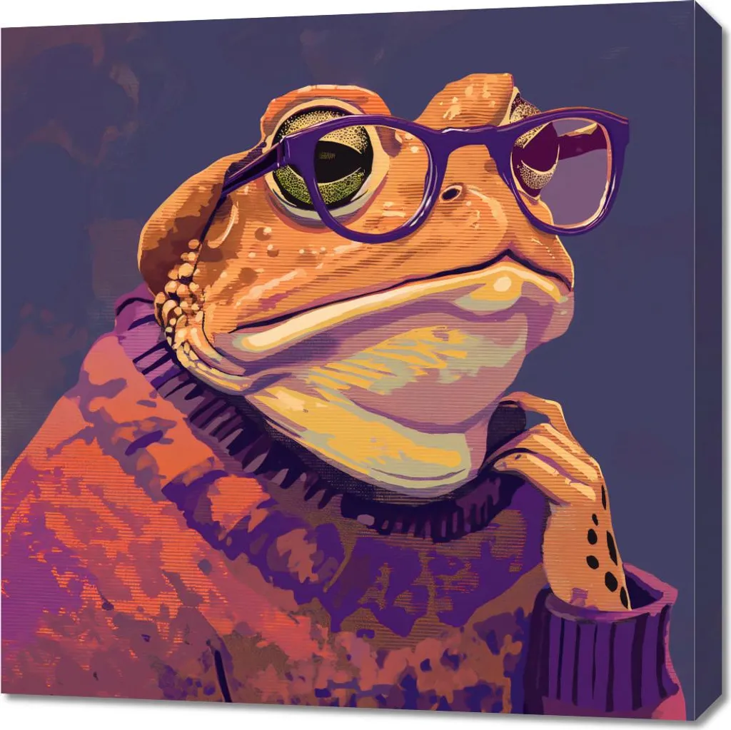 Quadro Rana Hipster 70x70 Hipsterski Kawał Żaby - Regalo Originale