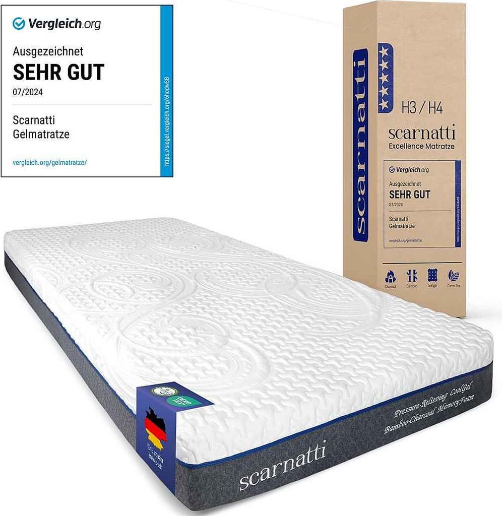 Visco-Matratze 180x200 Höhe 18 – ergonomische orthopädische 7 Zonen Premium Matratze, H3/H4 doppelseitig, atmungsaktiv, Bezug abnehmbar